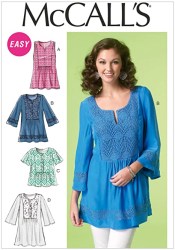 7128 MCCALLS EASY LOOSE PULLOVER GATHERED TUNICS, TOPS PATTERN LG-XXL UNCUT